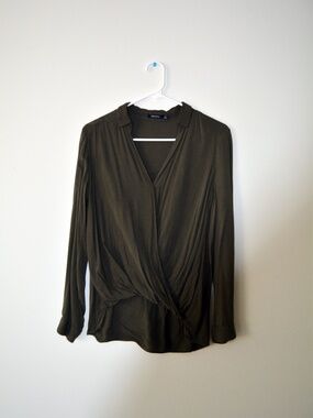 Olive Green Wrap Style Blouse